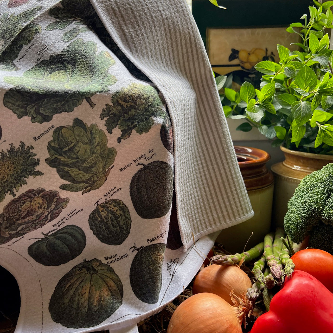 French vegetables tea towel