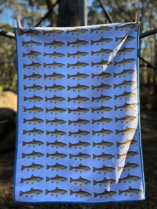 Rainbow trout tea towel